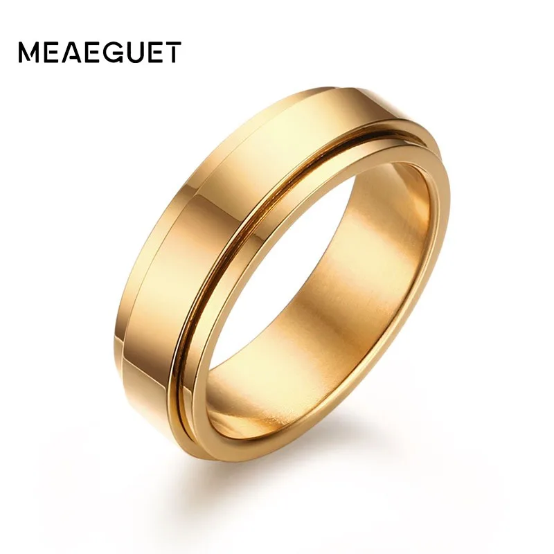 Панк вертушка счастливые кольца для мужчин золото цвет из нержавеющей стали