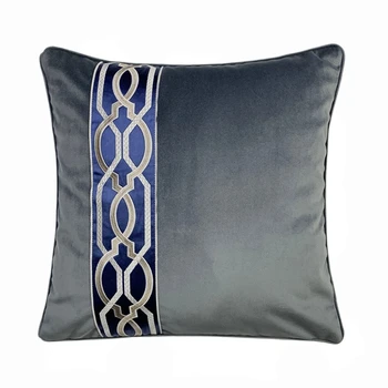 

Dark Grey Blue Embroidery Fringe Velvet Sofa Chair Design Throw Cushion Cover Decorative Home Waist Pillow Case 45x45cm/30x50cm