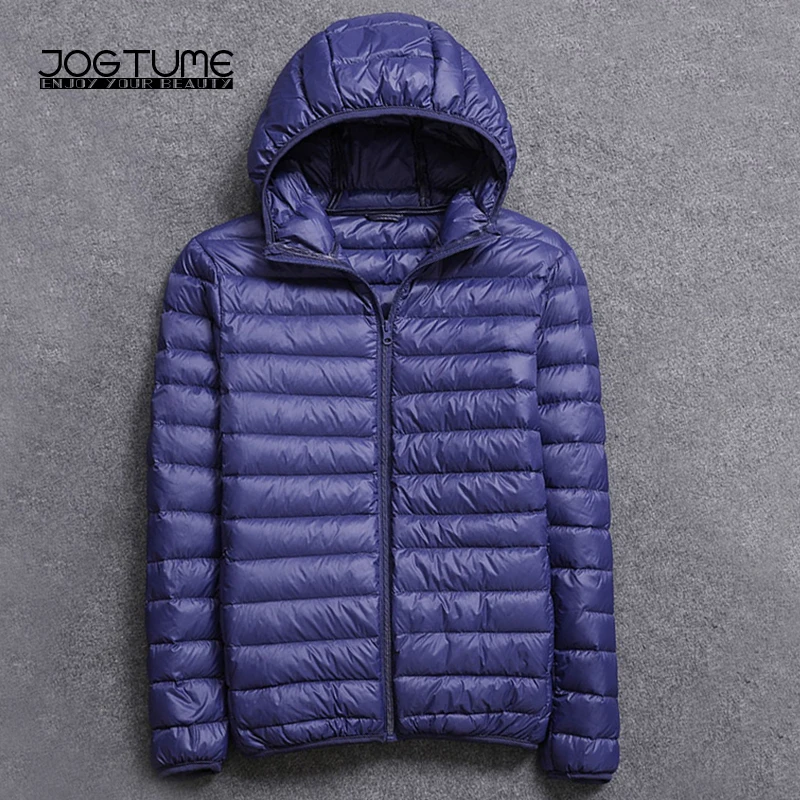 Plus Size S-5XL Mens Hooded Jacket Coat 90% Duck Down Filler Ultra Light Spring Autumn Male Winter Warm Coat+ Portable Bag