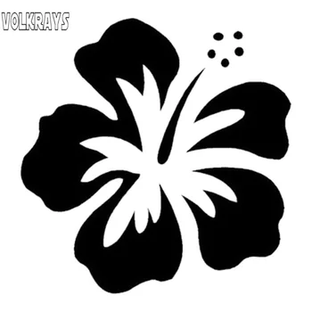 

Volkrays Personality Car Sticker Hawaiian Hibiscus Flower Accessories Reflective Waterproof Vinyl Decal Black/Silver,12cm*12cm