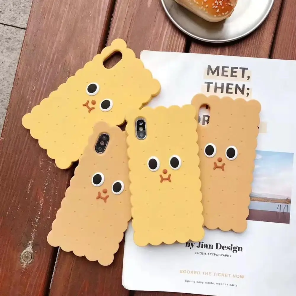Funny 3D Cookies phone case for iphone 11 pro Max XR XS MAX X soft silicone big eyes capa cover 7 8 6s 6 plus coque |