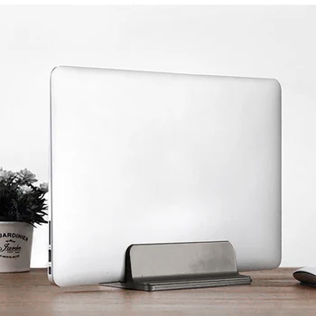 

Hot Aluminum Laptop Stand For Macbook Air Pro Stable Vertical Desktop Stand With Adjustable Dock Size Book Holder Laptop Stand