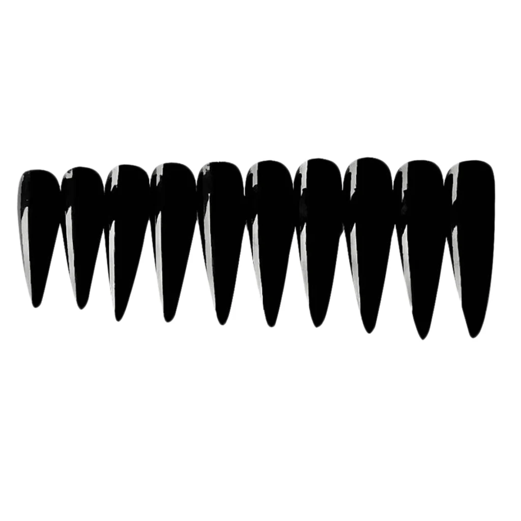 10pcs Press On Nails Long Black Pointed Witch Stiletto Fake Nails For Halloween Costume Nail Tips Decorations Rhinestones Decorations Aliexpress