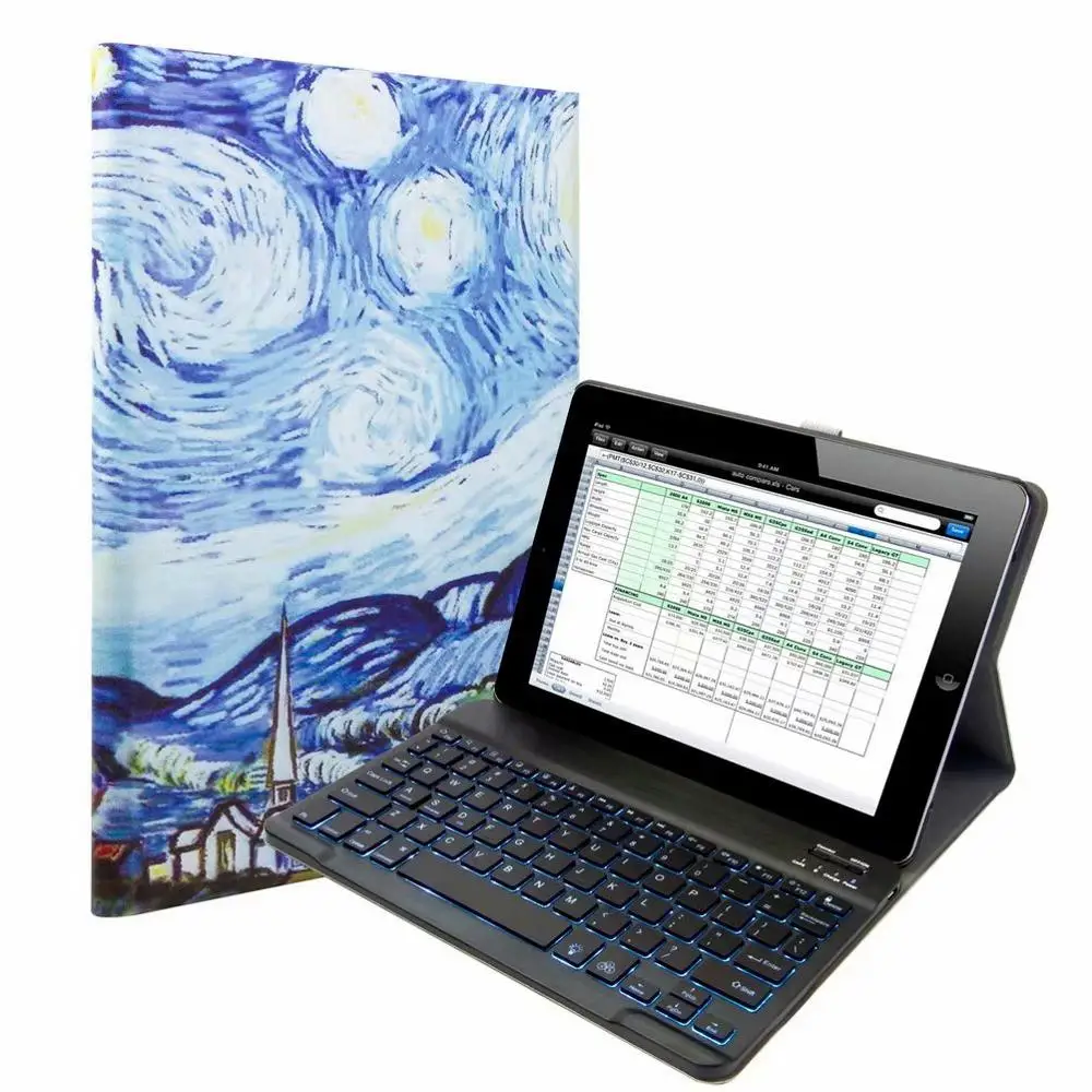 Мультяшный чехол из ткани с 7 подсветкой светильник-клавиатура для Apple IPad 9,7 Air 1 2 Pro 9,7 планшет Bluetooth клавиатура чехол - Цвет: With 7 colors  Light