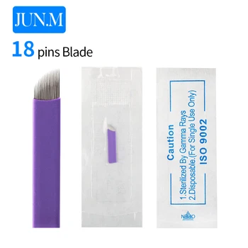 

500pcs/box Super sharp Tattoo Needle Accessories Permanent Makeup Sterilized Purple 16pins Microblading Blade For Eyebrow Lip-B0