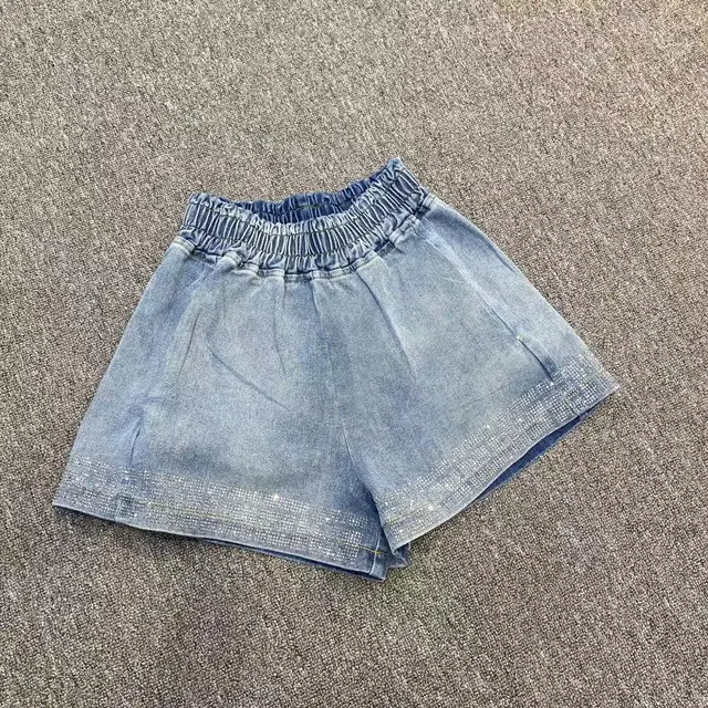 Pantalones cortos con piedras brillantes para Shorts de grande, con cintura elástica, estilo vaquero, para primavera y cortos| - AliExpress