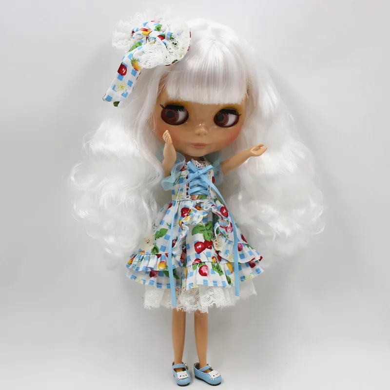 ICY Nude Blyth Doll Serires No. BL136 белые волосы с челкой жжение кожи 1/6 BJD