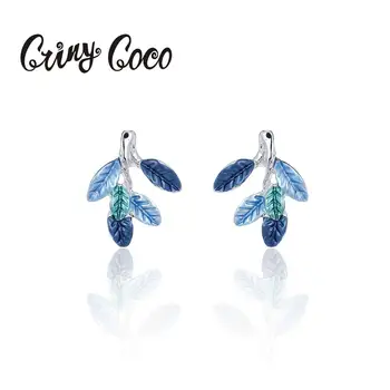 

Cring Coco Fashion Enamel Leaf Stud Earrings for Women Woman Korean Plant Alloy Jewelry Oorbellen Earring Women's Party Wedding