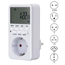 EU Plug Electronic Digital Timer Switch Time Relay 230V Kitchen Timer 12/24 Hour Programmable Timing Socket Switch Controller 220v digital cumulative time counter resetable timer count working hour
