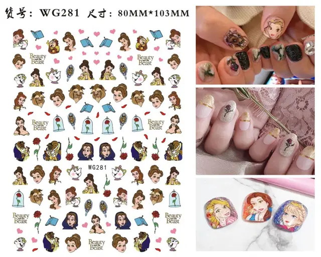 WG266-296 Summer Princess Ultra-thin Adhesive Nail Stickers Children's Girls Christmas Gifts 2021 New 3D Fashion Manicure Decals WG 281
