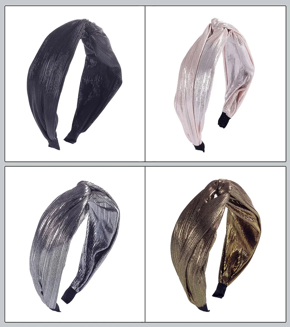 LEVAO Vintage Cloth Shiny Headband Cross Hairbands Black Bezel Turban Women Girls Hair Accessories Hair Hoop Headwear Fashion