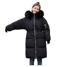 Велюровое зимнее пуховое пальто с капюшоном и меховым воротником, длинное толстое теплое Женское пальто Casaco Feminino Abrigos Mujer Invierno, ватные парки 13