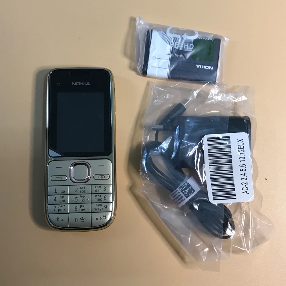 Original Unlocked Nokia C2 C2-01 3.2MP 2.0" English/Russian/Hebrew Keyboard Single Core Black/Gold 2G 3G Cellphone Mobile Phone iphone 7 refurbished