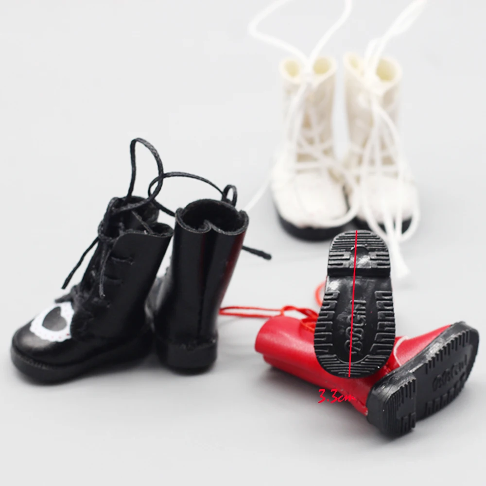 Doll Shoes 3.2cm Doll Boots for Blythe Doll Toy 1/8 BJD Mini Leather Dolls Shoes for Blyth Azone BJD Casual Puppet Shoes Accessories