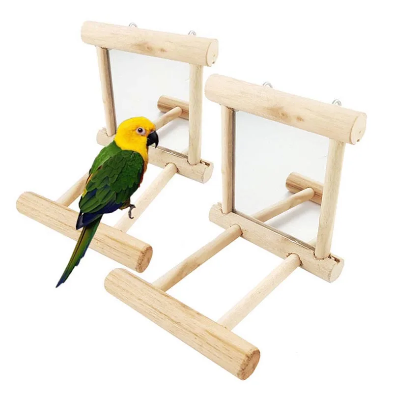 Зеркальная подставка для попугаев деревянная птица игрушка Cockatiel платформа держатель украшения подарок забавные игрушки