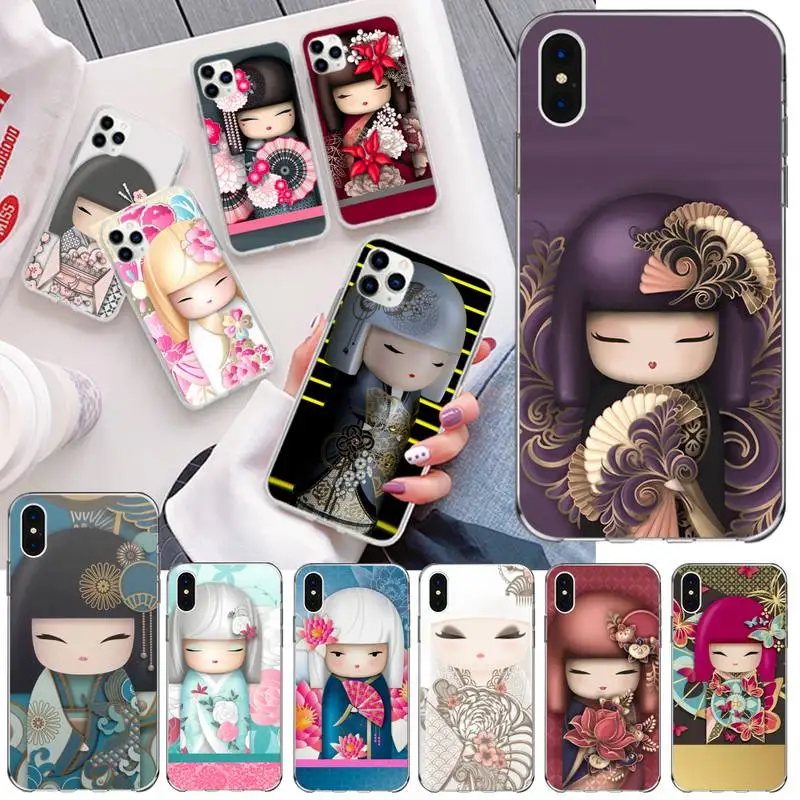 kawaii Japanese Kokeshi doll TPU Soft Silicone Phone Case Cover for