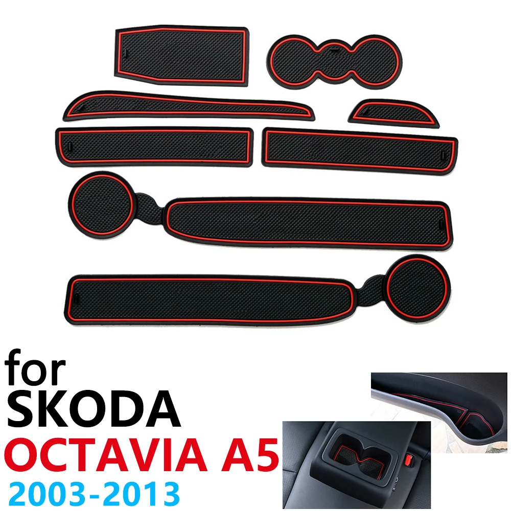 Противоскользящие резиновые чашки подушки Салонные подложки для Skoda Octavia A5 MK2 1Z 2003~ 2013 2005 2006 2008 2012 аксессуары наклейки для автомобиля