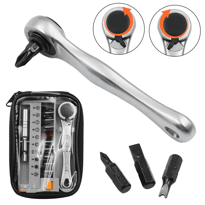 

12pcs 1/4 Portable Disassembling Ratchet Wrench Set Mini Ratchet Screwdriver Set Wrench Adjustable Wrench Bits Repair tool sets
