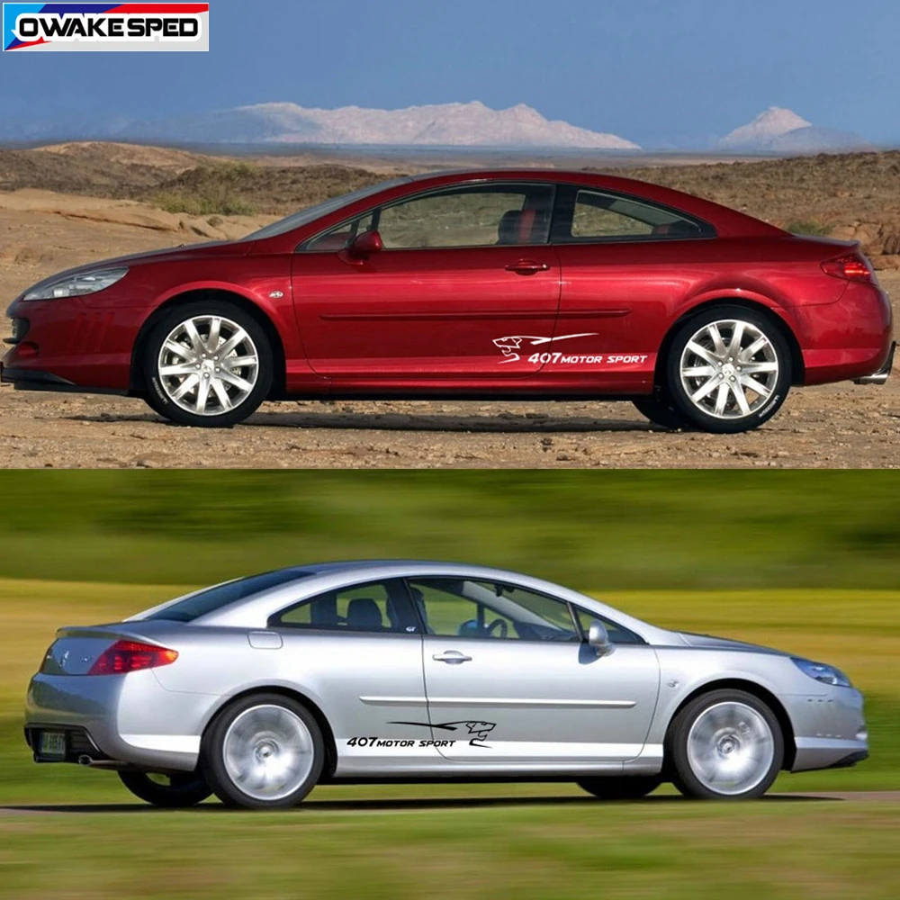 Для peugeot 407 3-5 дверь Мотор Спорт виниловые наклейки для автомобиля Стайлинг кузова Декор стикер гоночные полосы авто аксессуары