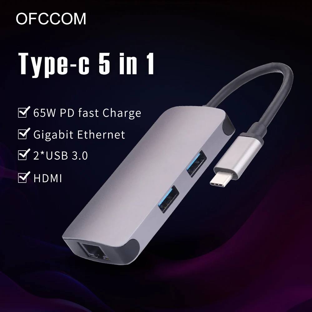 Концентратор OFCCOM USB Type C to 3 0 HDMI RJ45 концентратор для MacBook Pro Аксессуары сплиттер