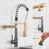 Rose Gold Spring Kitchen Faucet Black Pull Down Kitchen sink Crane Dual Swivel Spout Kitchen Mixer Tap Hot Cold Water Mixer ► Photo 2/6