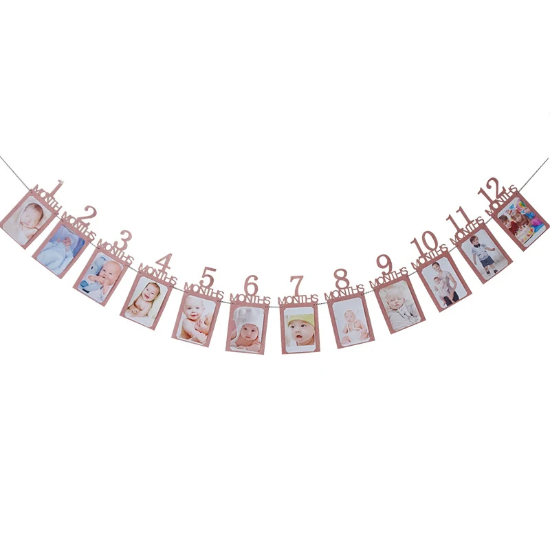 12 месяцы фоторамка баннер для детей маленьких мальчиков и девочек 1st День