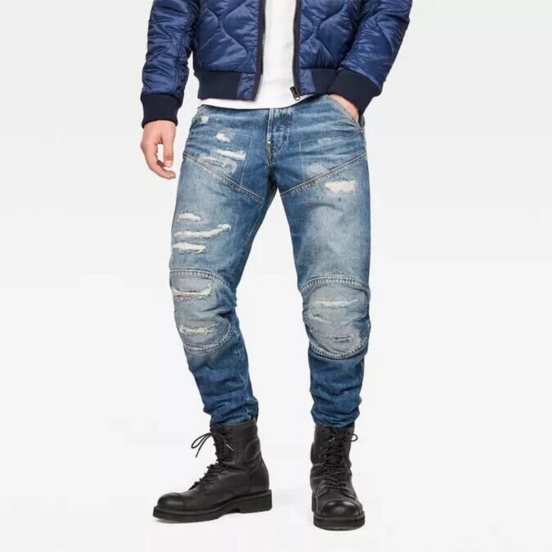 Blue loose Новинка, модные мужские джинсы с вышивкой, хип-хоп облегающие мужские джинсы - Цвет: Blue loose