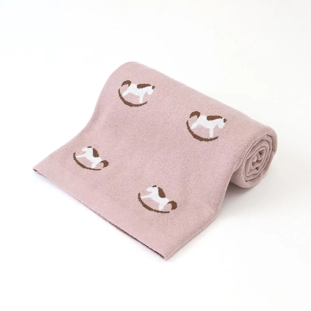Baby Blankets Knitted 100%Cotton Super Soft Infant Kids Boys Girls Swaddle Wrap Blanekts Cartoon Towels 100*80cm Newborns Quilts