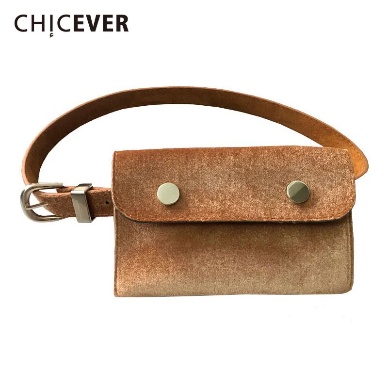 

CHICEVER Velvet High Quality Female Metal Belts For Women With Bag Black Fashion Korean Belts New 2020