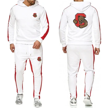 

2020 bear hip hop fashion sports hip hop summer autumn suit men's round neck cap leisure sports men's Hoodie pants suit