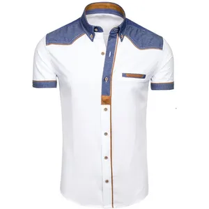 Men's Shirts Fashion Denim Short Sleeve Formal Shirts Man Casual Summer Clothing Tops Slim Cotton Plus Size Male Shirts