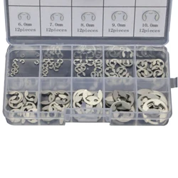 120 PCS 304 Stainless Steel Stainless Steel E Clip washer Assortment Kit Circlip retaining ring for shaft fastener M1.5~M10