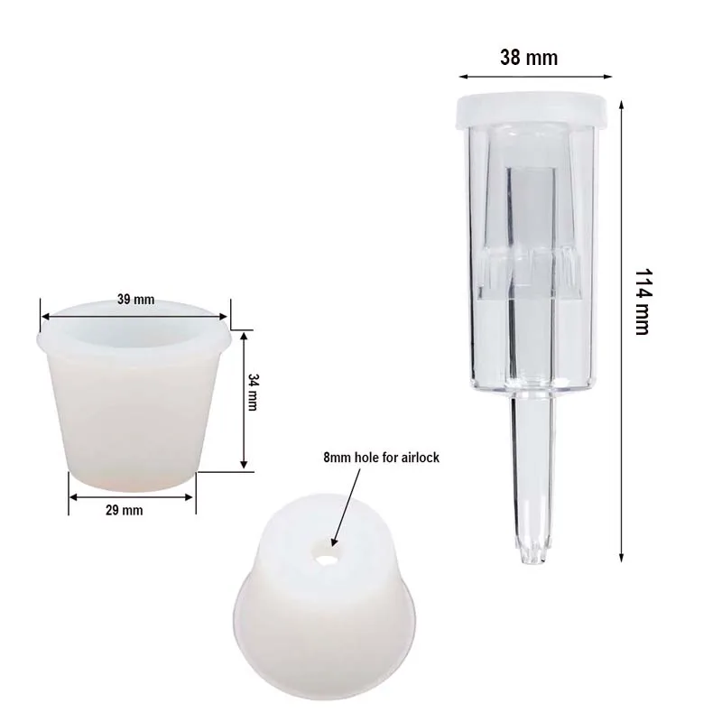 Plastic 3-Piece Airlock and Silicone Carboy Bung for Wine Making and Beer Making Kombucha (Pack of 2)