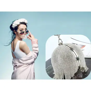 

High-end Luxury Women Bags Fringe Banquet Clutch Exquisite Rhinestone Spherical Evening Bag Handmade Handbags For Women