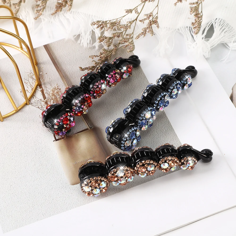 Haimeikang Rhinestone Banana Clip For Thick Hair Claw Clamps Hairpins Women Elegant Sweet Barrettes Fashion Hair Accessories goody hair clips