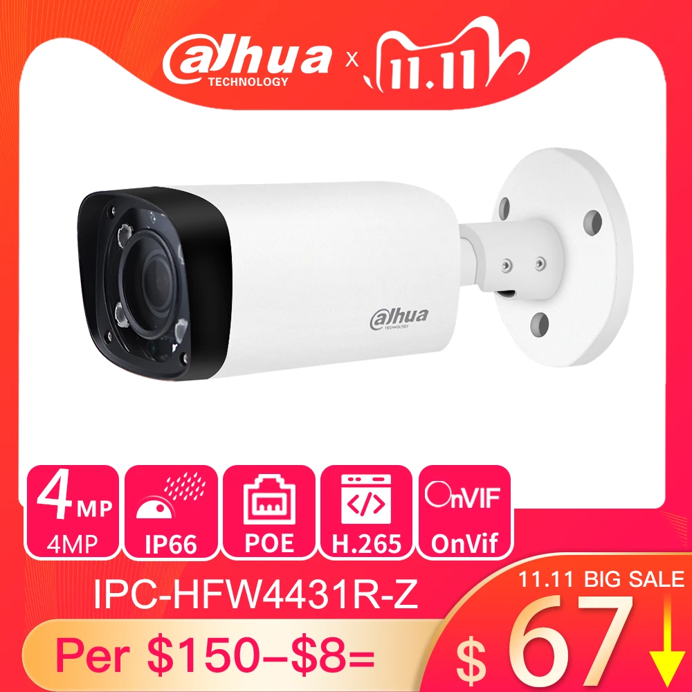Dahua IPC-HFW4431R-Z 2.8-12mm motorized lens IR 80M Bullet camera POE 4MP Camera Dahua IPC-HFW4431R-Z 2.8-12mm motorized lens IR 80M Bullet camera POE 4MP Camera