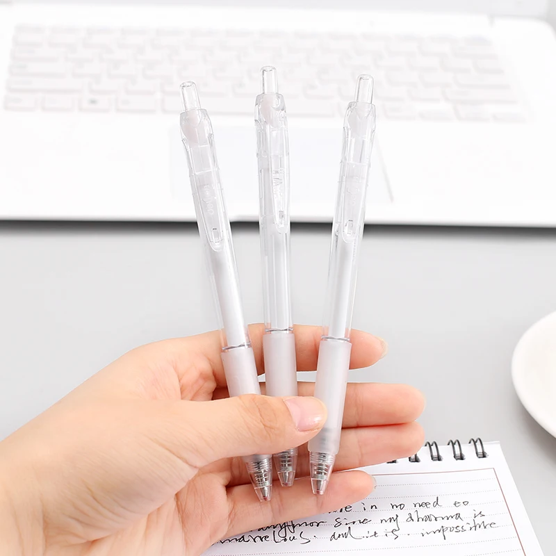 Mohamm 1Pcs 0.5mm Transparent Black Ink Gel Pen Office School Writing Student Supplies Stationery 2