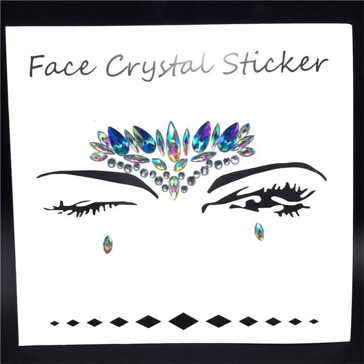 5  Colorful Crystal Face Stickers For Women Diy Masquerade Jewelry Music Festival Birthday Party Decor Rhinestone Face Sticker