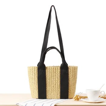 

Japanese Simple Style Popular Dual-use Straw Woven Bag Beach Woven Bag All-match Commuter Bag Purses and Handbags