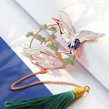 Металлический красно-коронованный кран Закладка в древнем стиле эстетические кисточки полые художественное творение подарок в китайском стиле