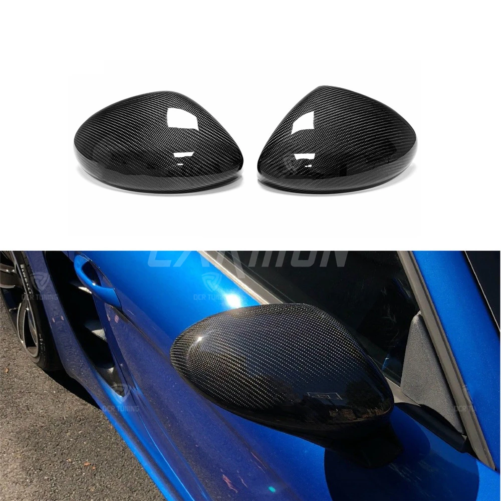 

1 Pair Side Mirror Cover Carbon Fiber Mirror Caps Stick on Type Mirror Cover for Porsche 718 Cayman Boxster 2017-