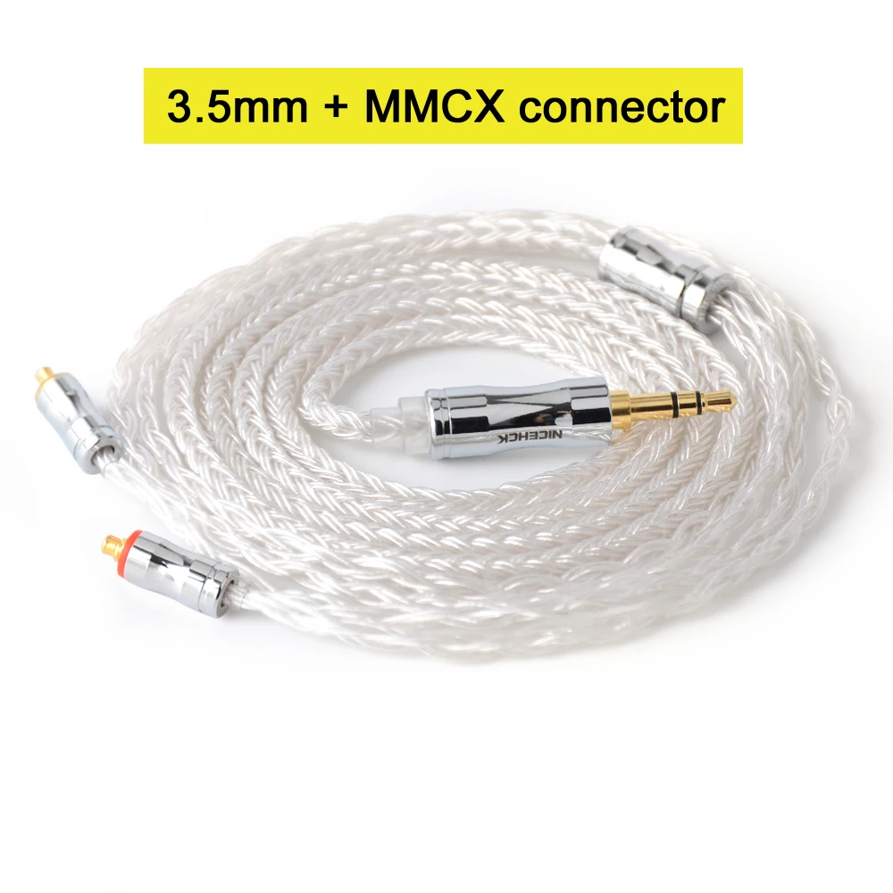 NICEHCK C16-1 16 Core посеребренный кабель 3,5/2,5/4,4 мм разъем MMCX/2Pin/QDC/NX7 для CCAKZ ZSX C12 TRNV90 TFZ QDC DB3 NX7 PRO BL03 - Цвет: 3.5mm With MMCX