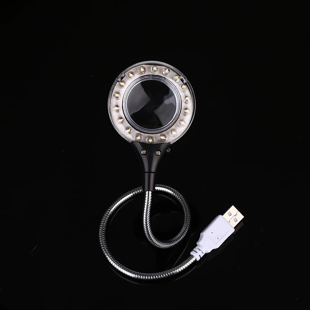Яркий ночной Светильник 18LED USB с увеличительным стеклом для глаз, холодный белый