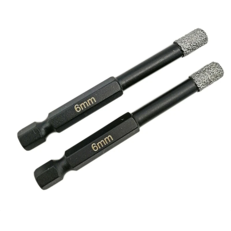 

2Pcs Diameter 6Mm Vaccum Brazed Diamond Drilling Bits For Stone Porcelain Tile Masonry