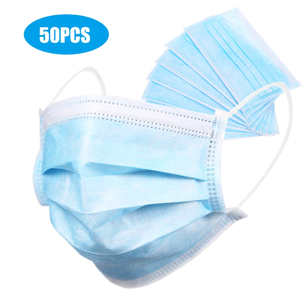 

50PCS Face Mask Disposable Anti PM2.5 Anti Particle Face Cover Breathable Dustproof Mouth Cover