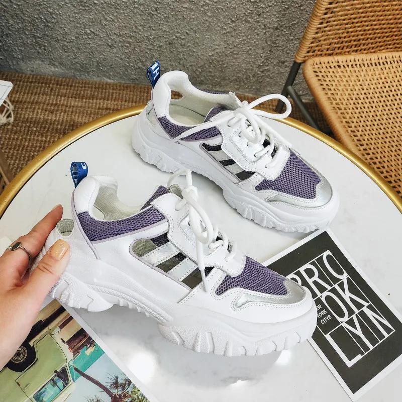 

Macvise INS Hollow Sneakers Women Trendy Chunky Dad Shoe Laces Platform Shoes Tenis Feminino