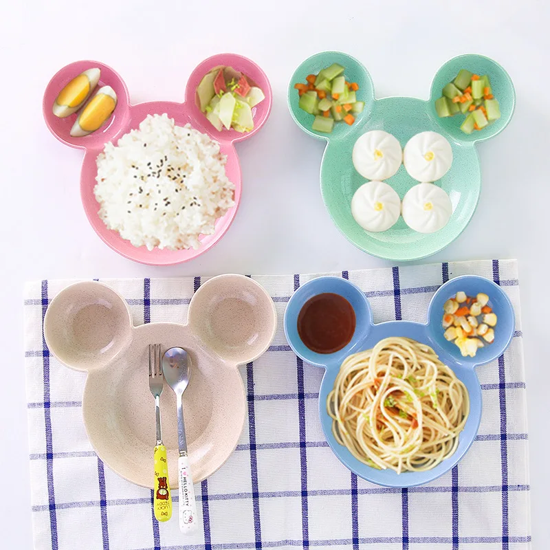 

Cartoon Mickey Children Straw Tableware Creative Baby Partition Plate Gift Fun Fruit Bowl Factory Direct Selling