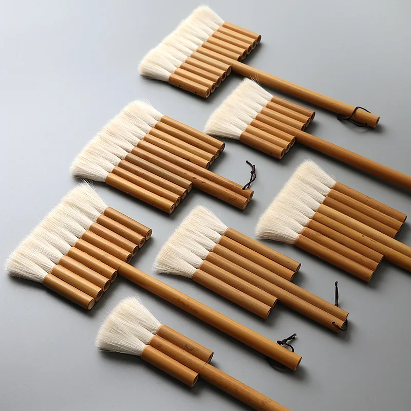 Singolo Canna Di Bambù Penna Fila Spazzola Larghezza Di Lana Di Capelli Pennello Composto Da Pavimenta Asta Di Colore Di Fondo Sfondo Pennelli Profess