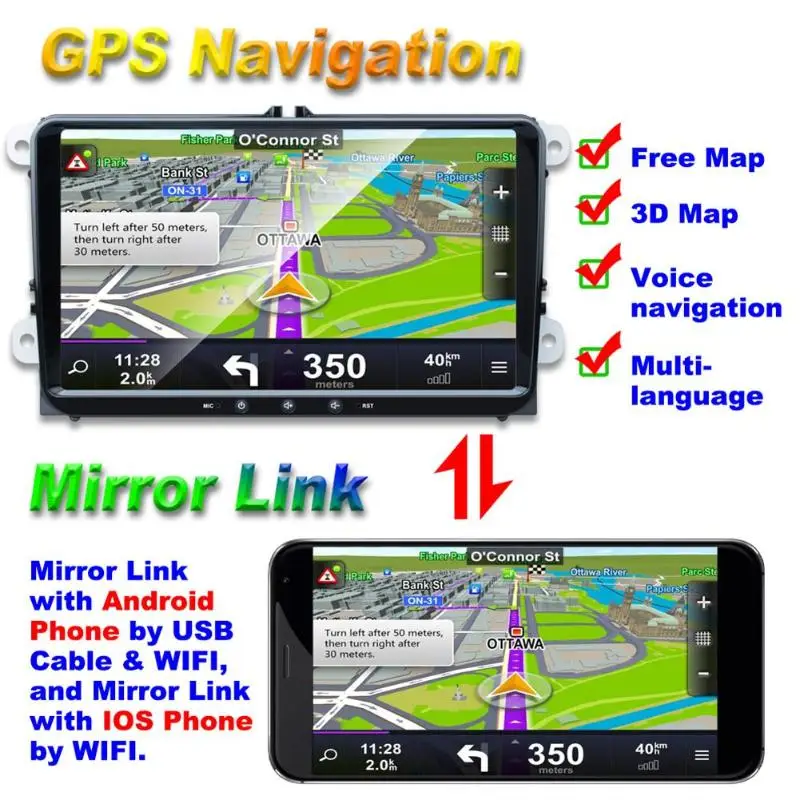 K9 9 9-дюймовый Android MP5 плеер 8,1 gps навигация gps-плеер Phonelink Bluetooth FM функция WiFi Мультитач поддержка