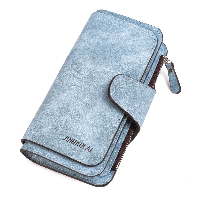 

Long Dull Polish Fabric Buckle Women's Wallet Three Fold WOMEN'S Bag Card Bit More Phone Wallet